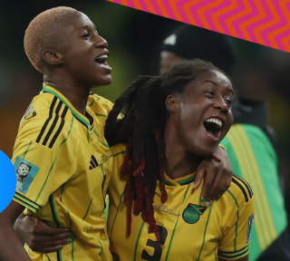 Jamaica's Reggae GIrlz celebrate the draw vs Brazil, putting them in round of 16